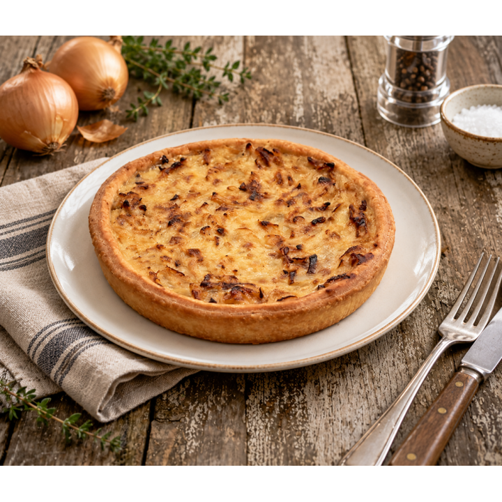 Tarte à l'oignon aux lardons de volaille fumés