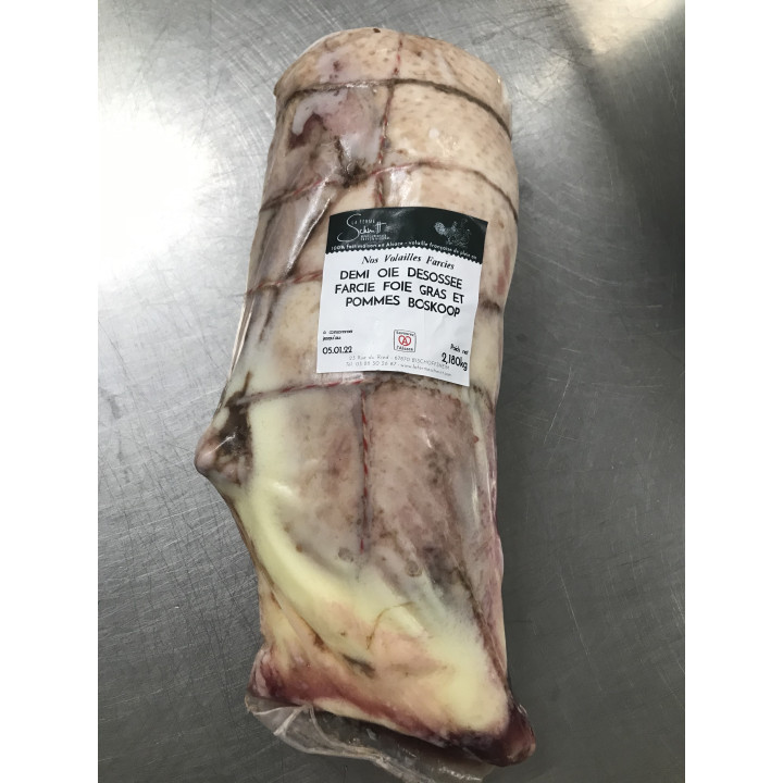 Oie blanche farcie au foie gras de canard et aux pommes Boskoop